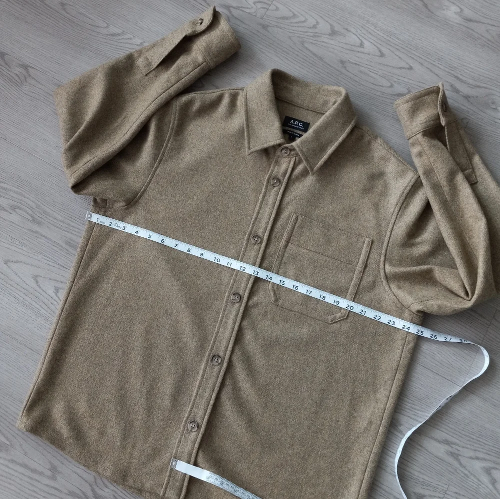 A.P.C. Men's Basile Wool Overshirt Shacket In Khaki Heather L - Picture 11 of 15